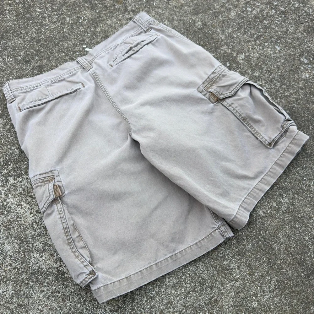 Vintage Y2K Old Navy Cargo Shorts Workwear Gorpcore Khaki Beige 34 (f11)